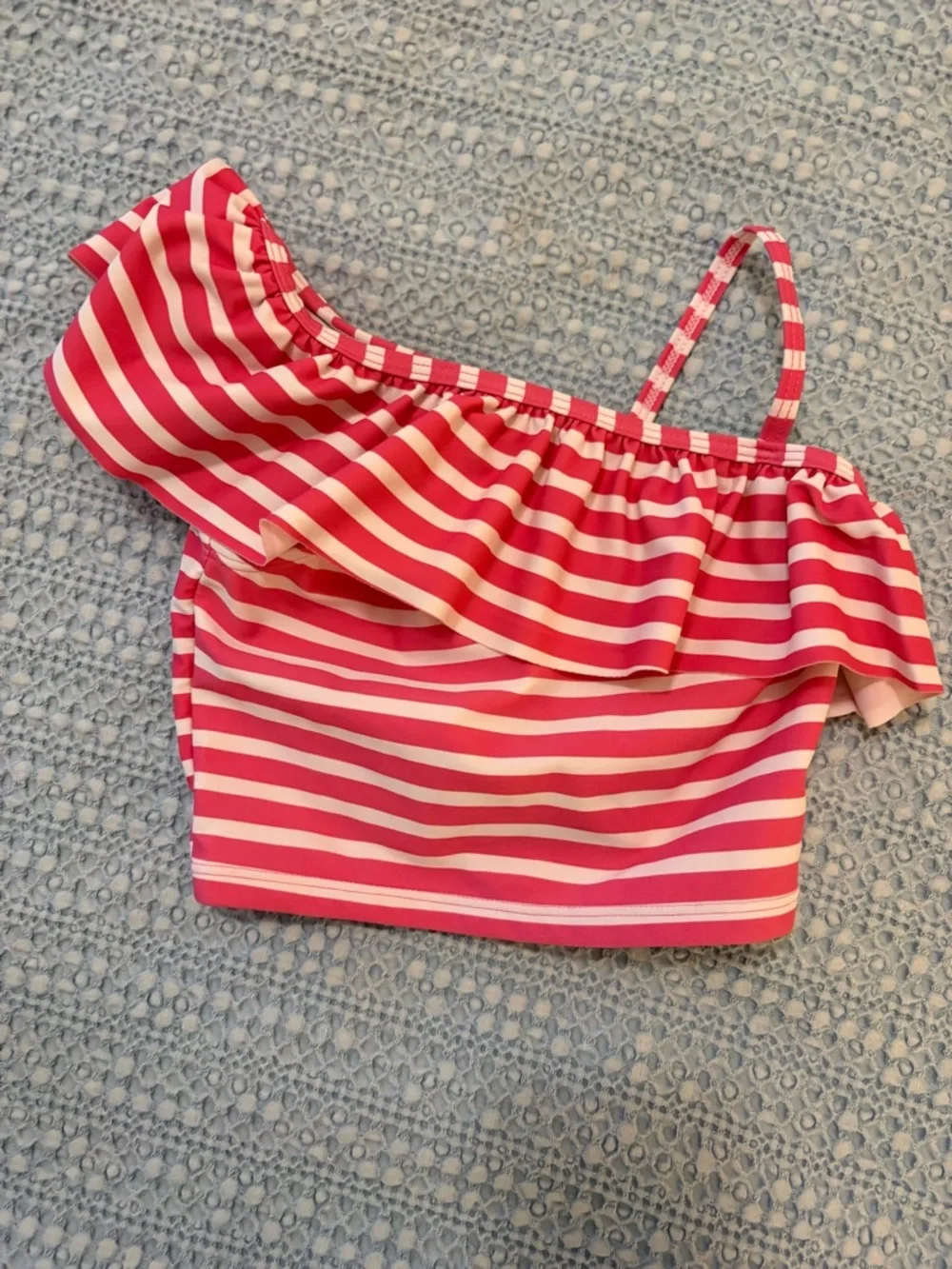 Ruffle Butts Pink Striped Bikini with Polka Dot Ruffle Bottoms sz 5T